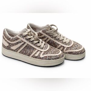 Jimmy Choo Sparkling Glitter Sneakers - Beige and Multicolor